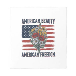 Bloco De Notas Bandeira Floral Liberdade Beleza Americana