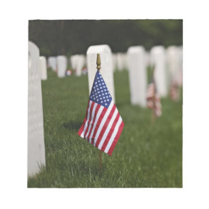 Bloco De Notas bandeiras americanas nos túmulos de veteranos amer