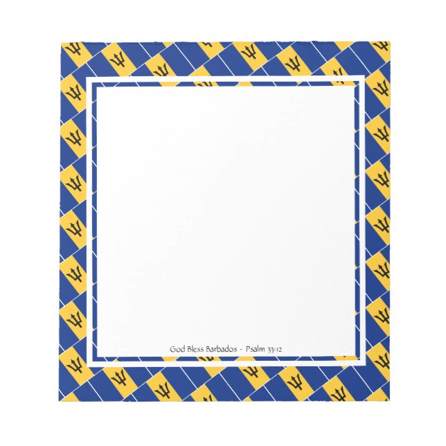 Bloco De Notas BARBADOS FLAG Patriótico BARBADIANO Personalizado (Frente)