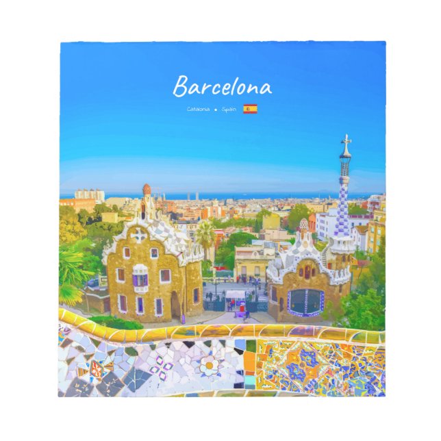 Bloco De Notas Barcelona, Espanha - Parque Güell Mosaico Gaudí (Frente)