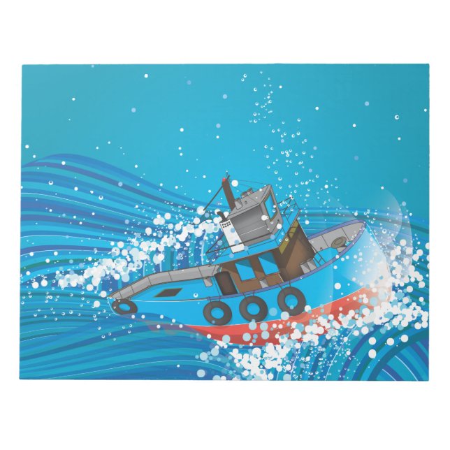 Bloco De Notas Barco de Pesca Tempestuoso (Frente)