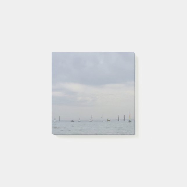 Bloco De Notas Barcos de corrida de iate em uma linha (Frente)