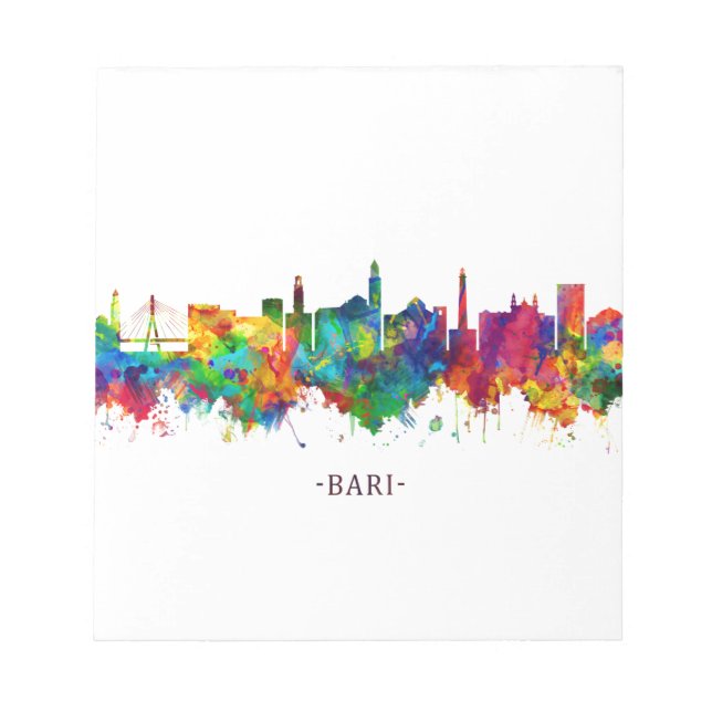 Bloco De Notas Bari Italy Skyline (Frente)
