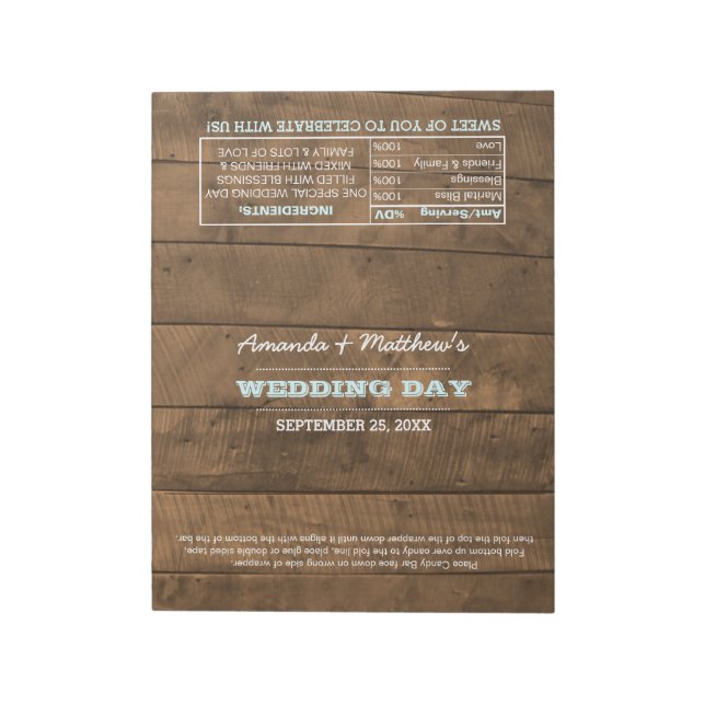 Bloco De Notas Barnwood Lights Aqua Weding Favorece Wrappers Cand (Invertido)