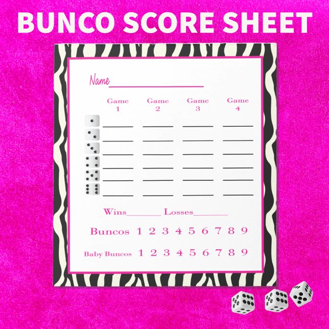 Bloco De Notas barra de pontuação do bunco - zebra design (Criador carregado)
