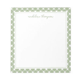 Bloco De Notas Basic Gingham Sage Green Border Notepad