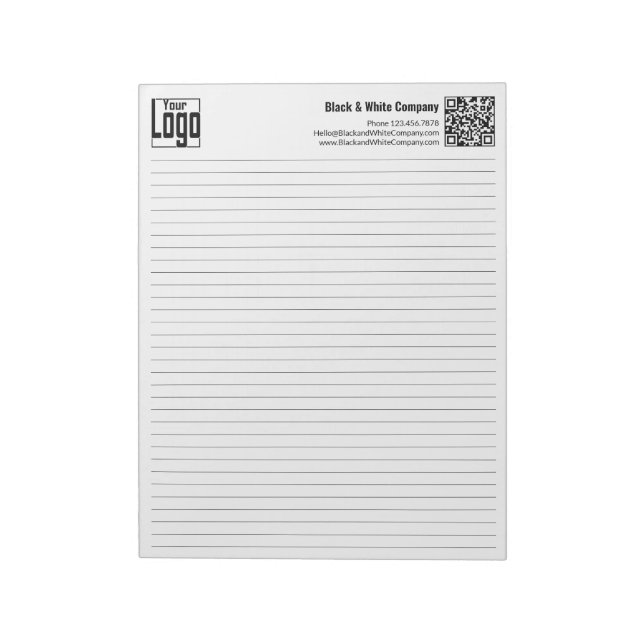 Bloco De Notas Basic Logo QR-code Black Line College Rule (Invertido)