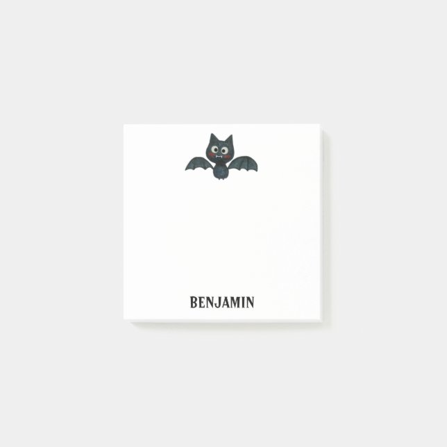 Bloco De Notas Bat Negro engraçado e bonito com nome (Frente)