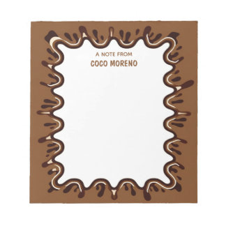 Bloco De Notas Batida de Milkshake de Chocolate Marrom Nome Perso