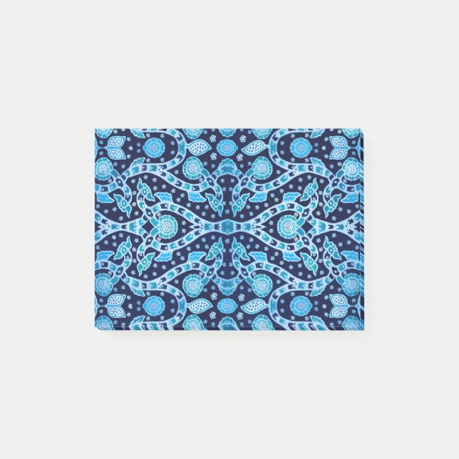 Bloco De Notas Batik Azul Tribal Africano (Frente)