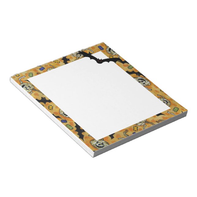 Bloco De Notas Bats e Zombie Jack-O-Lanterns (Inclinado)