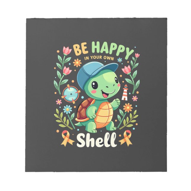 Bloco De Notas Be Happy In Your Own Shell Turtle Autism Awareness (Frente)