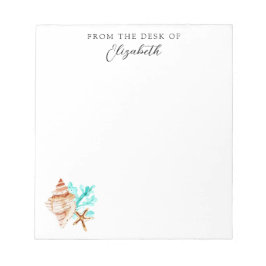 Bloco De Notas Beach Coastal Seashells Tropical From the Desk Of