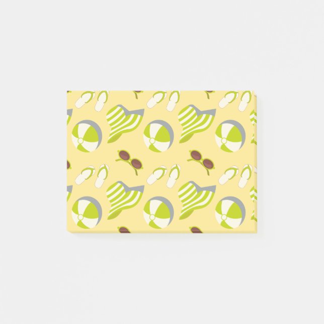 Bloco De Notas Beach vacay pattern with sunglasses and sun hat  (Frente)