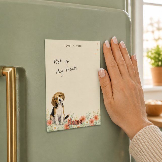 Bloco De Notas Beagle Aquarela Floral (Criador carregado)