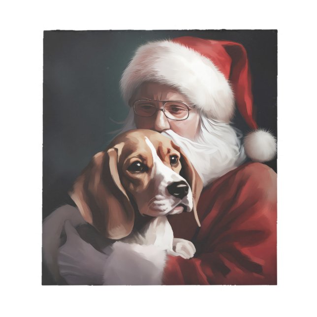 Bloco De Notas Beagle com Papai Noel Natal Festivo (Frente)