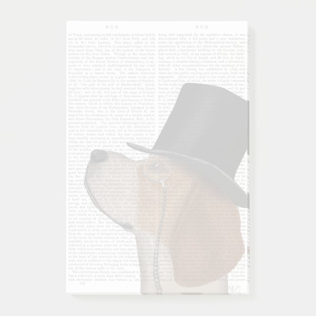 Bloco De Notas Beagle, Formal Hound e Chapéu (Frente)