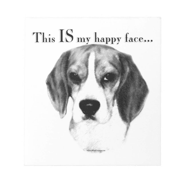 Bloco De Notas Beagle Happy Face; Beagle Feliz; Beagle Grumpy (Frente)