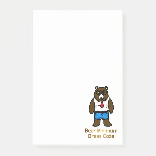 Bloco De Notas Bear Mínimo Engraçado Escritório Arte Pun (Frente)