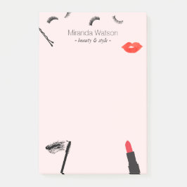 Bloco De Notas Beauiz Eyelashes Lábios Mascara Makeup Pink