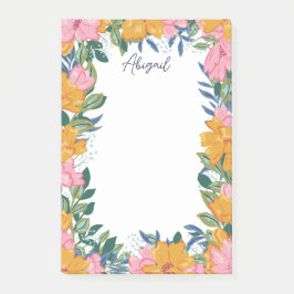 Bloco De Notas Beautiful Boho Flowers - Custom Name