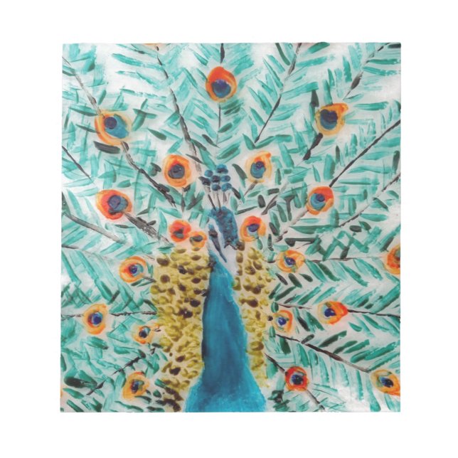 Bloco De Notas Beautiful Emerald Green Turquoise Peacock (Frente)