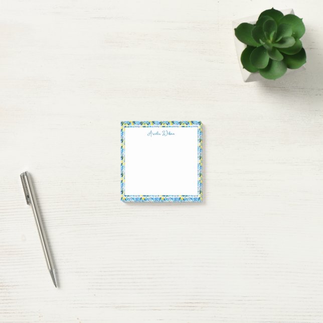 Bloco De Notas Beautiful Pattern of Vibrant Lemons Personalized (Escritótio)