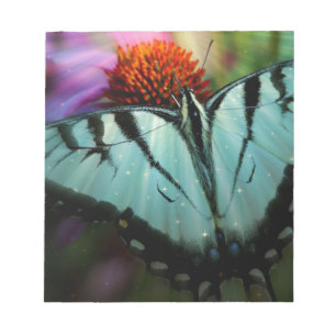 Bloco De Notas Beautiful Turquoise Swallowtail Butterfly