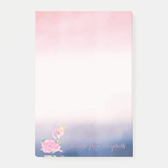 Bloco De Notas Bebê Adorável Flamingo Rosa Floral (Frente)