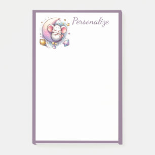 Bloco De Notas Bebê Rato Fofo Dormindo na Lua Personalize