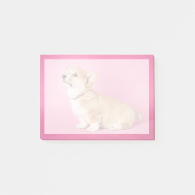 Bloco De Notas Bebês Mais Pobres | Corgi-Puppy rosa (Frente)