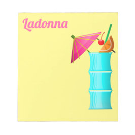 Bloco De Notas Bebida tropical verão azul-havaiano-amarelo-rosa