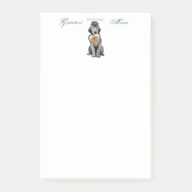 Bloco De Notas Bedlington Terrier Heart Mãe Notas Postadas (Frente)