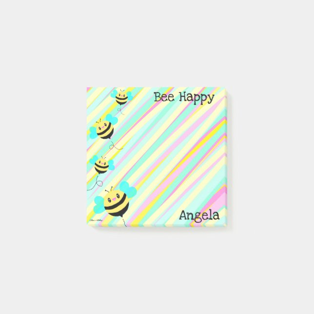 Bloco De Notas Bee Personalizado Feliz (Frente)