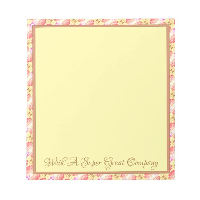 Bloco De Notas bege com rosa e amarelo suave (Frente)