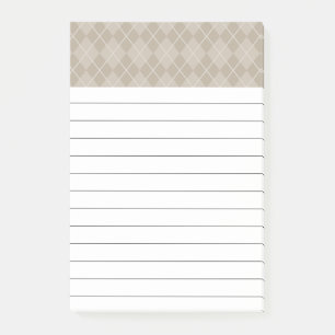 Bloco De Notas Beige Argyle Posta Notas de Ti