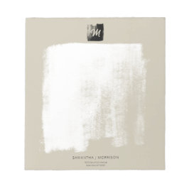 Bloco De Notas Beige Artístico Monograma Formal Nome Único Elegan