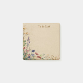 Bloco De Notas Beige Border Rustic Boho Wildflower