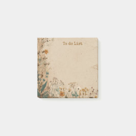 Bloco De Notas Beige Border Rustic Boho Wildflower