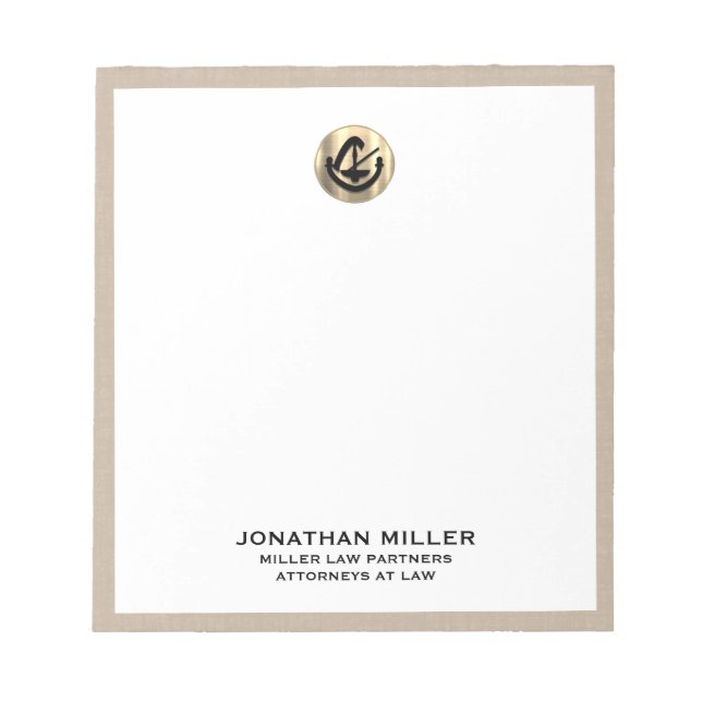 Bloco De Notas Beige Linen Legal Notepad (Frente)