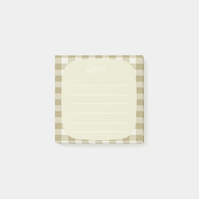 Bloco De Notas Beige Plaid Note Design (Frente)