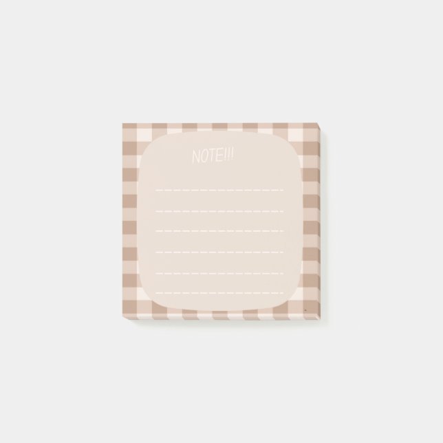 Bloco De Notas Beige Plaid Note Design (Frente)