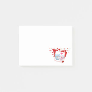 Bloco De Notas Beijar ursos com Corações de Amor Vermelho por Tod