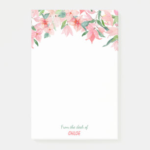 Bloco De Notas Beira floral verde cor-de-rosa