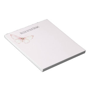 Bloco De Notas Bela Borboleta Rosa Acredite em Sonhos