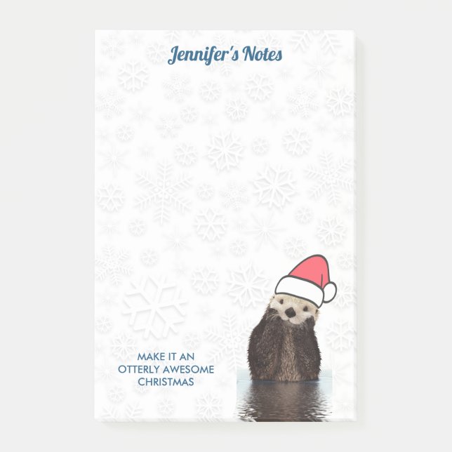 Bloco De Notas Bela lontra Vestindo um Natal Feliz Natal (Frente)