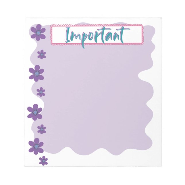 Bloco De Notas Bela Violeta Importante Notepad (Frente)