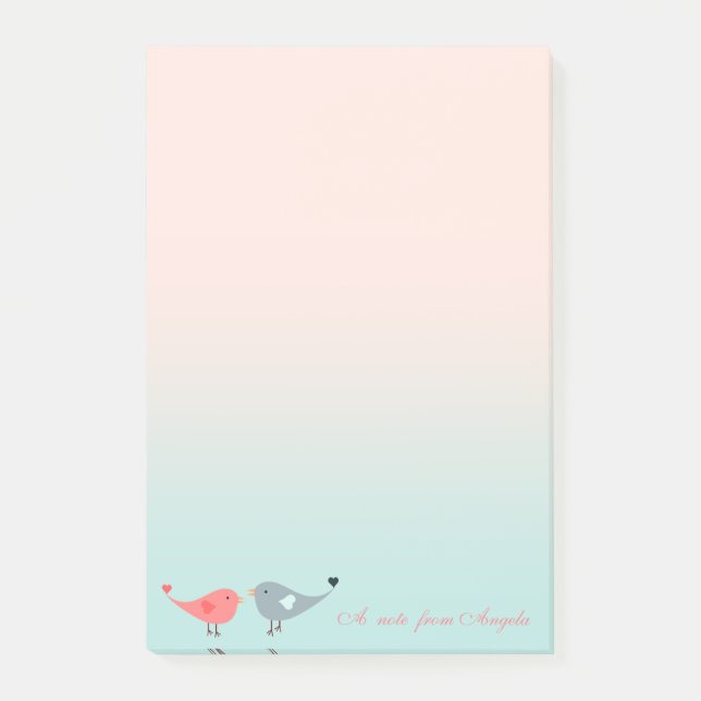 Bloco De Notas Belas Aves Adoráveis No Amor (Frente)