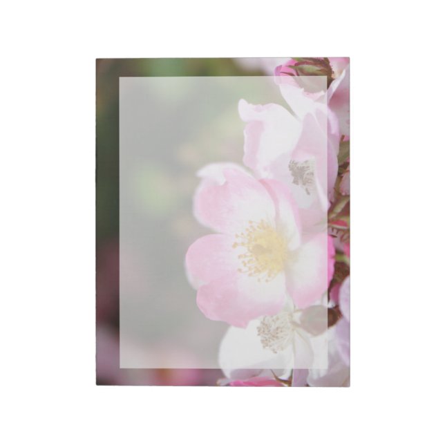 Bloco De Notas belas flores de rosa selvagem rosa para senhoras (Invertido)