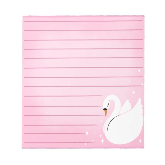 Bloco De Notas Belas Notas Adhesivas Cisne Delicado (Frente)